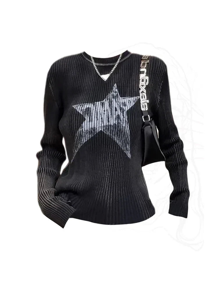 Grunge Striped O-Neck Sweater
