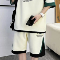 Casual Sports Outfit Set - Loose T-Shirt & Shirts