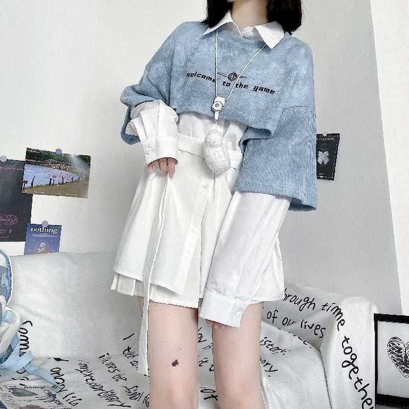 Y2K Harajuku Outfit Set - Top & Shirt