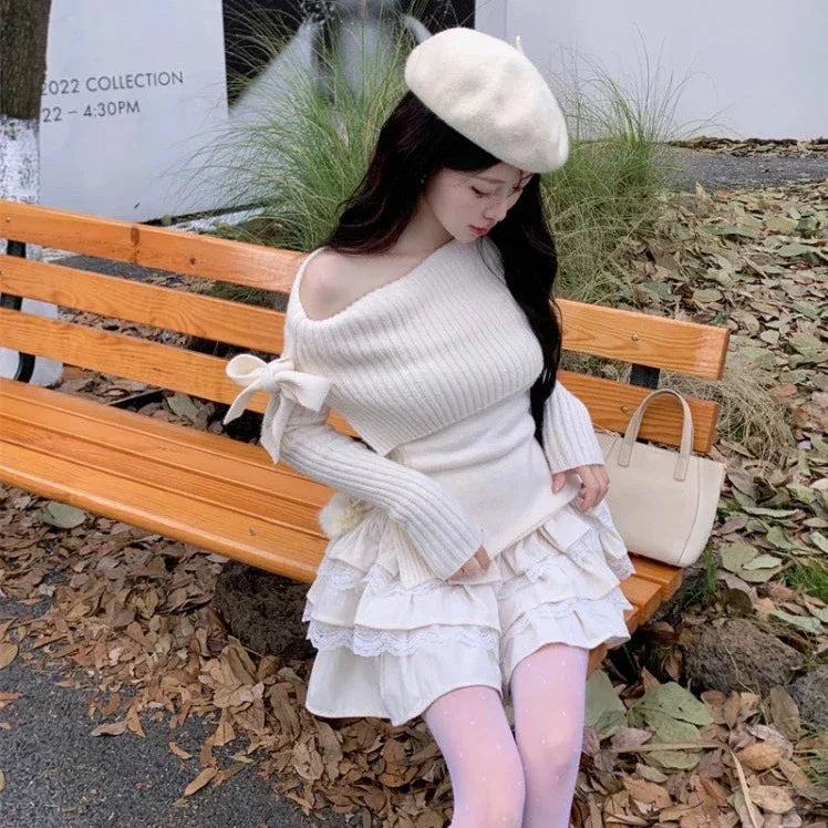 Kawaii Warm Outfit Set - Sweater & Mini Skirt