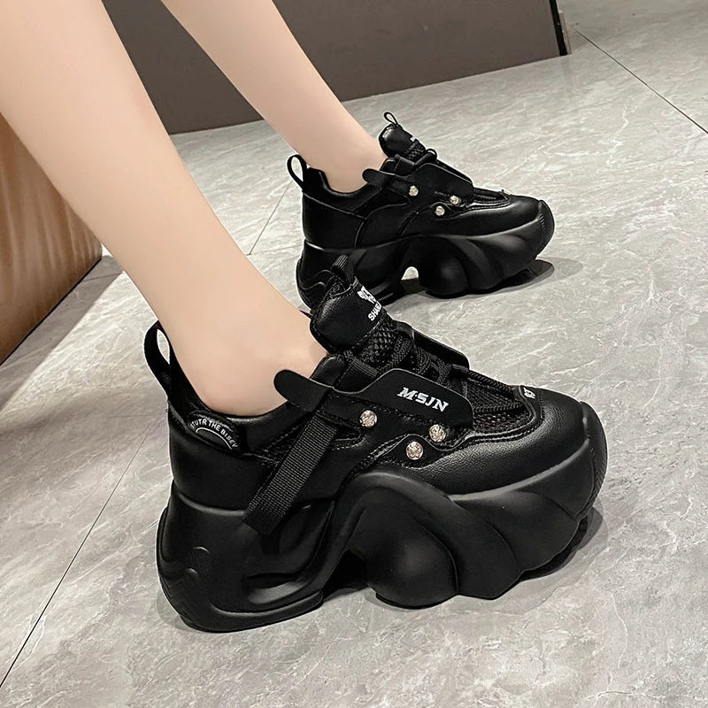Chunky Mesh Platform Sneakers