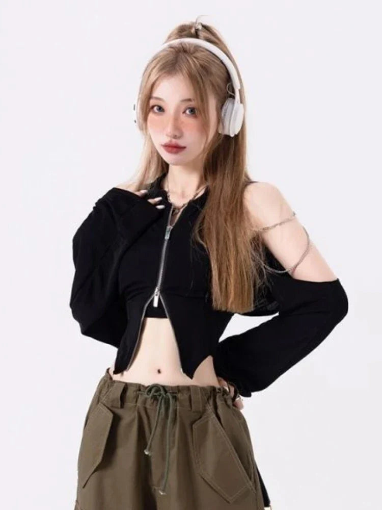 Y2K Outfit Set - Longsleeve Top & Cargo Pants