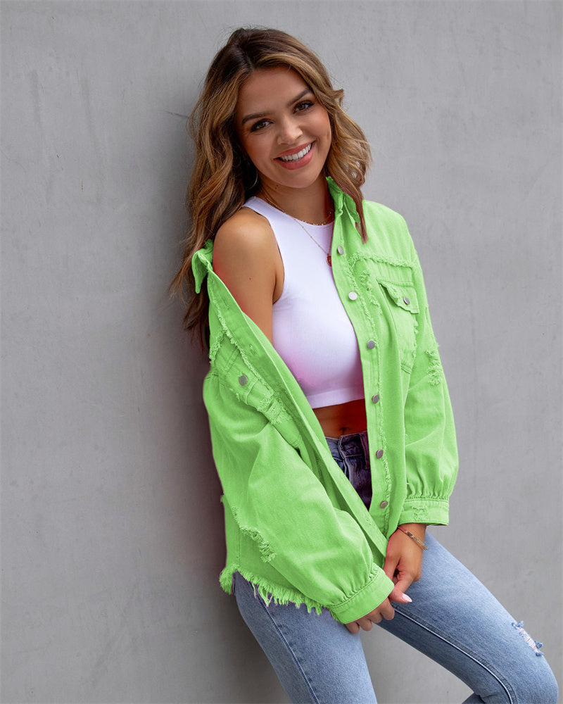 Raw-edges Denim Jacket