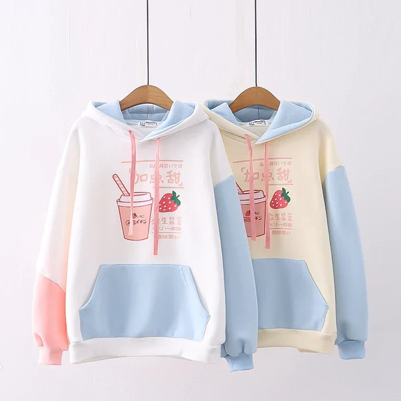 Strawberry Milk Fleece Hoodie