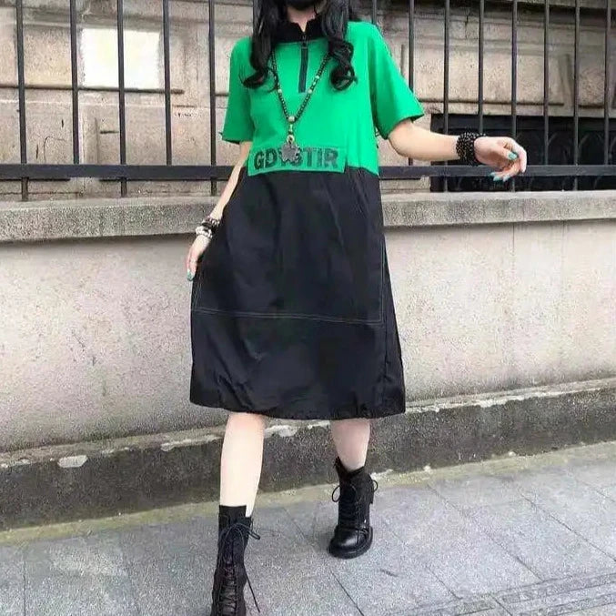 Harajuku Loose Zipper Dress