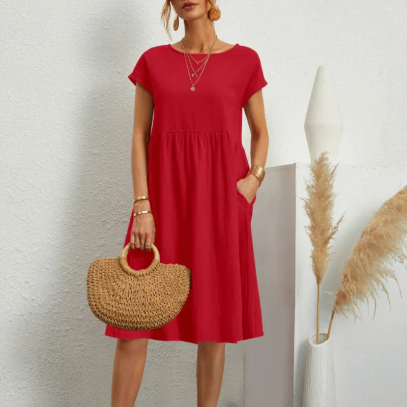 Elegant bodycon sexy cotton Women's dress for women  summer A-line short sleeve boho midi dresses woman robe femme ladies