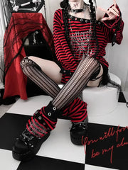 Harajuku Punk Striped Top & Leg Warmers