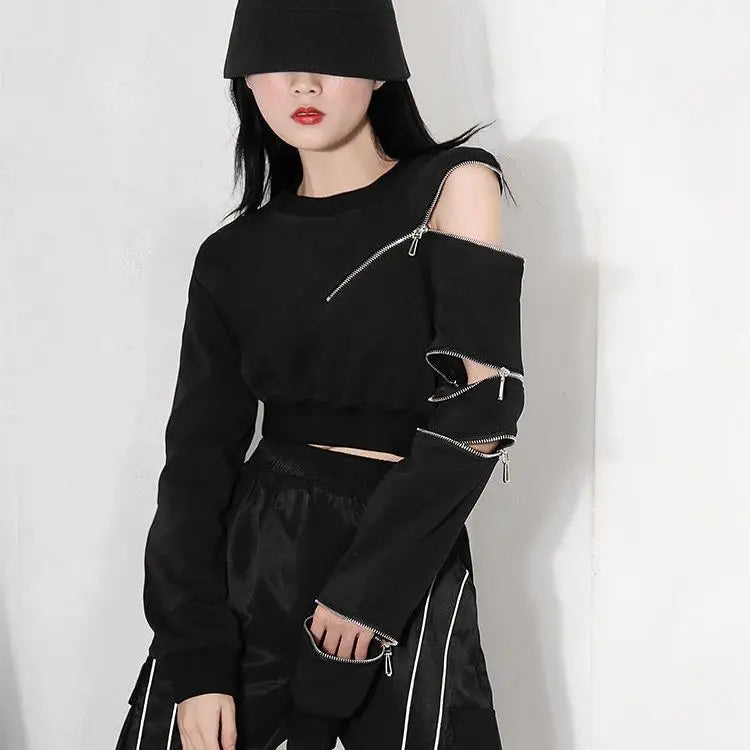 Gothic Long Sleeve Zipper Top