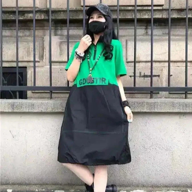 Harajuku Loose Zipper Dress