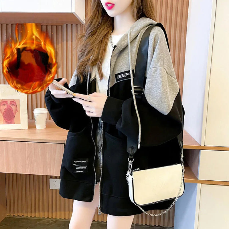 Korean Contrast Color Oversized Hoodie