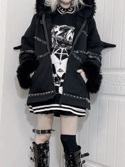 Harajuku Emo Hoodie with Bat Ears & Wings