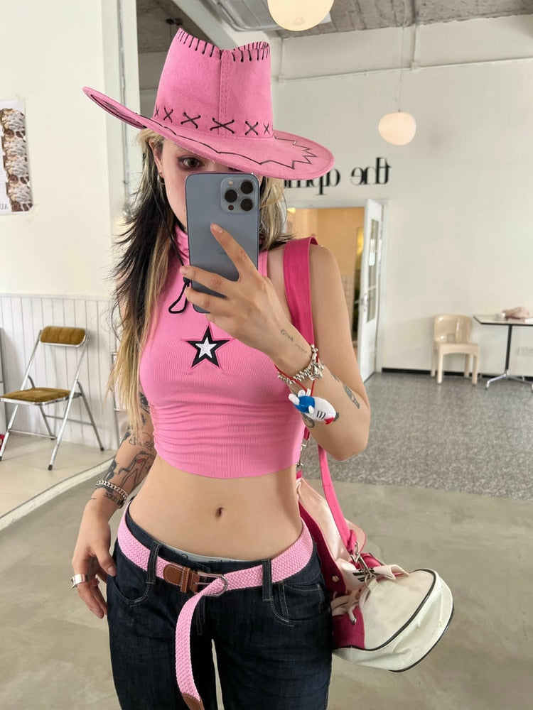 Grunge Y2K Crop Top with Stars