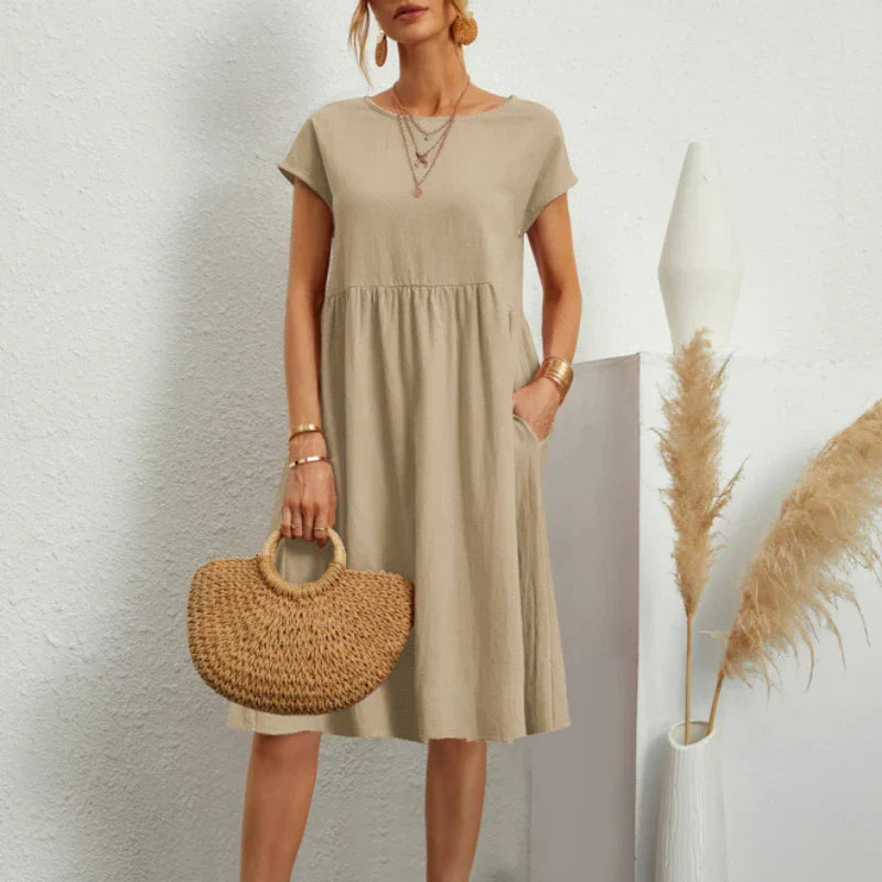 Elegant bodycon sexy cotton Women's dress for women  summer A-line short sleeve boho midi dresses woman robe femme ladies