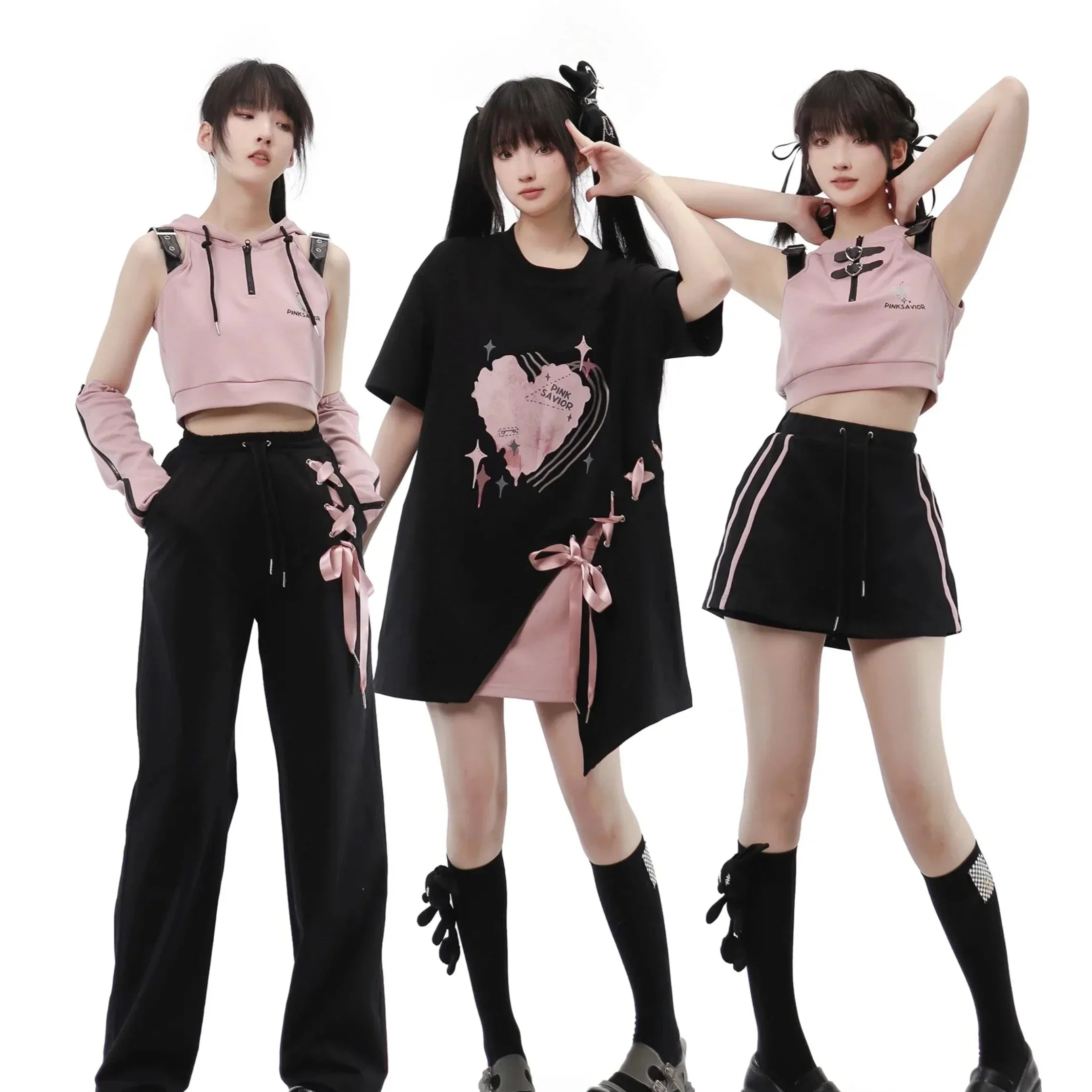 Pastel Gothic Japanese Outfit Set - Shorts, Pants & Tops