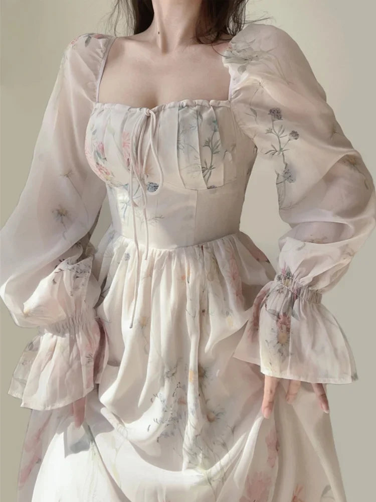 Elegant Floral Chiffon Dress