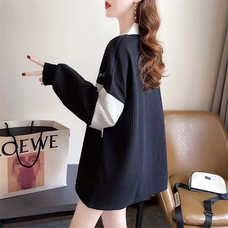 Oversized Flip Collar Waffle Hoodie