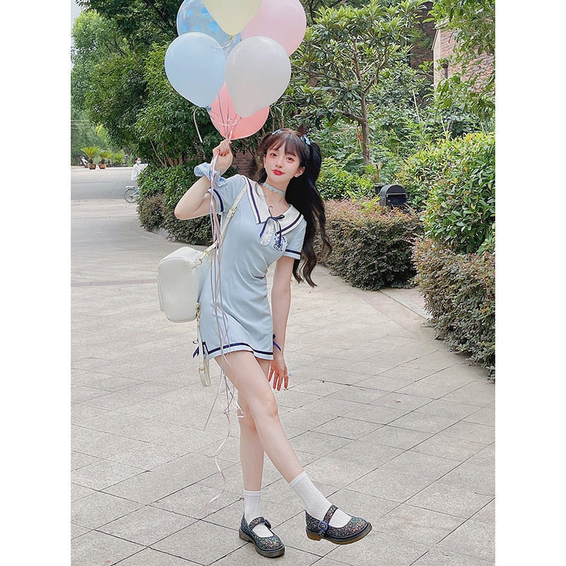 Sweet Sailor Collar Mini Dress
