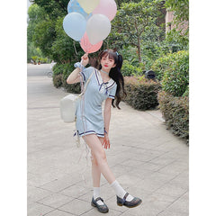 Sweet Sailor Collar Mini Dress