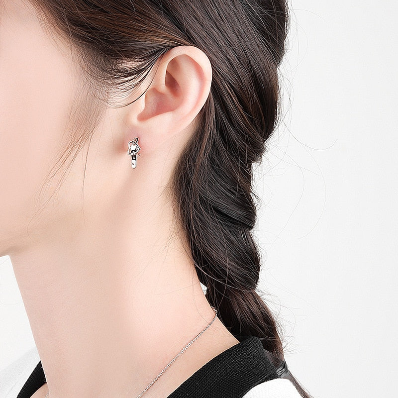 Silver Heart-shaped Earrings