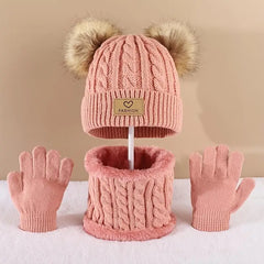 Pom Pom Kawaii Hat, Scarf & Gloves