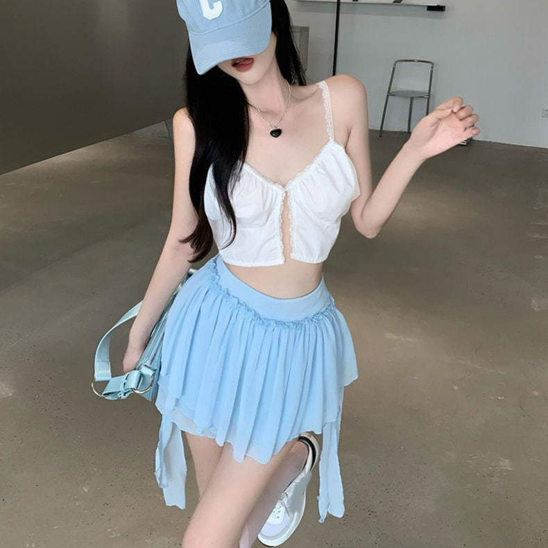 Pastel Ruffle Mini Skirt Shorts