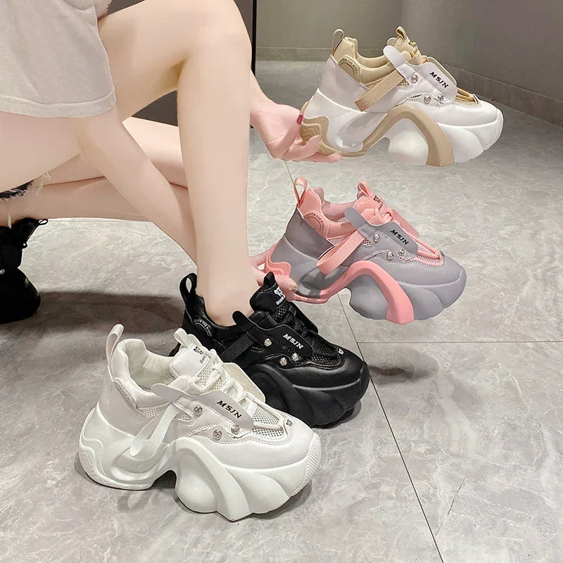 Chunky Mesh Platform Sneakers