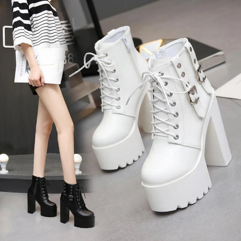 Square Heels Punk Boots