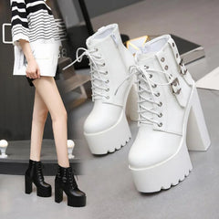 Square Heels Punk Boots