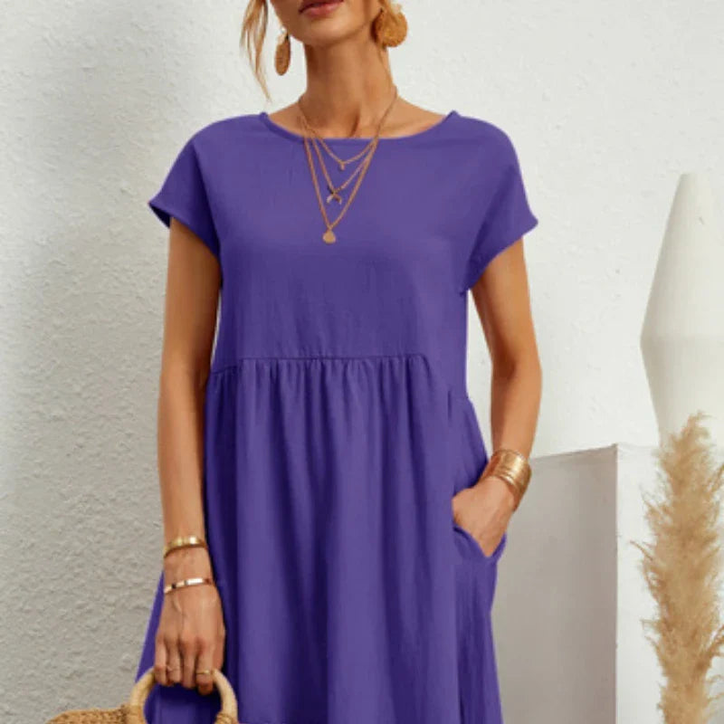 Elegant bodycon sexy cotton Women's dress for women  summer A-line short sleeve boho midi dresses woman robe femme ladies