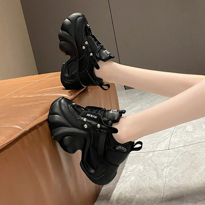 Chunky Mesh Platform Sneakers