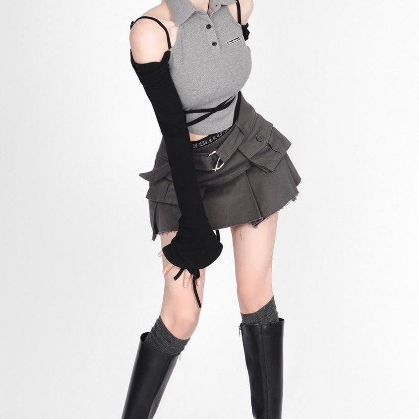 Y2K Techwear Set - Top & Skirt