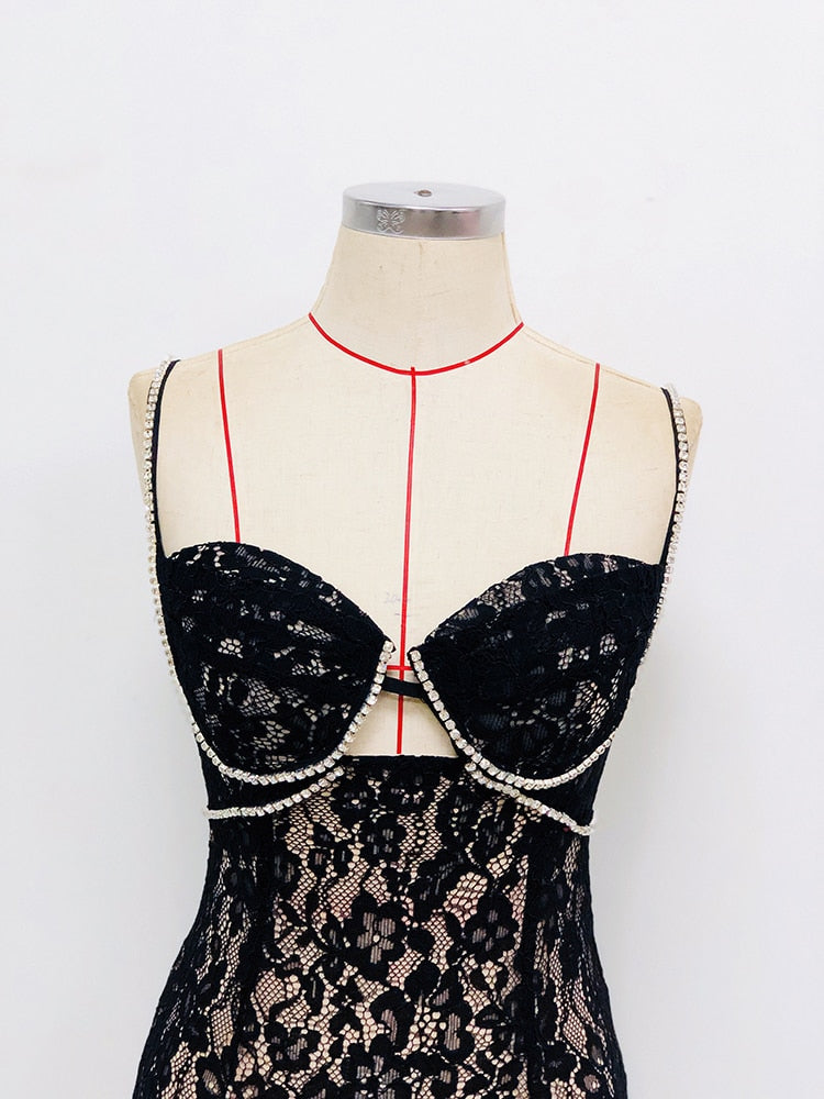 Elegant Black Sleveless Cutout Designer Dress
