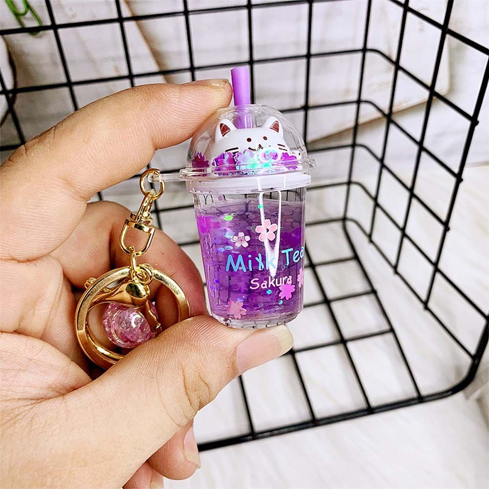 Kawaii Cat Milk Tea Cup Keychain