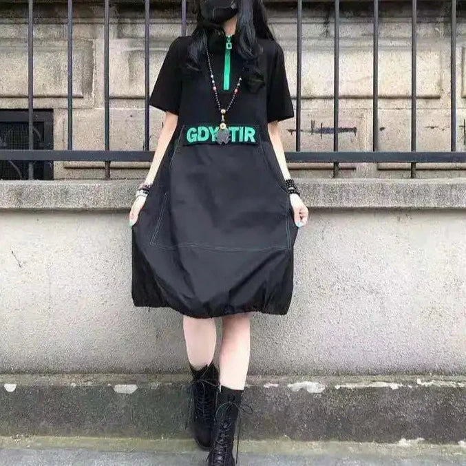 Harajuku Loose Zipper Dress