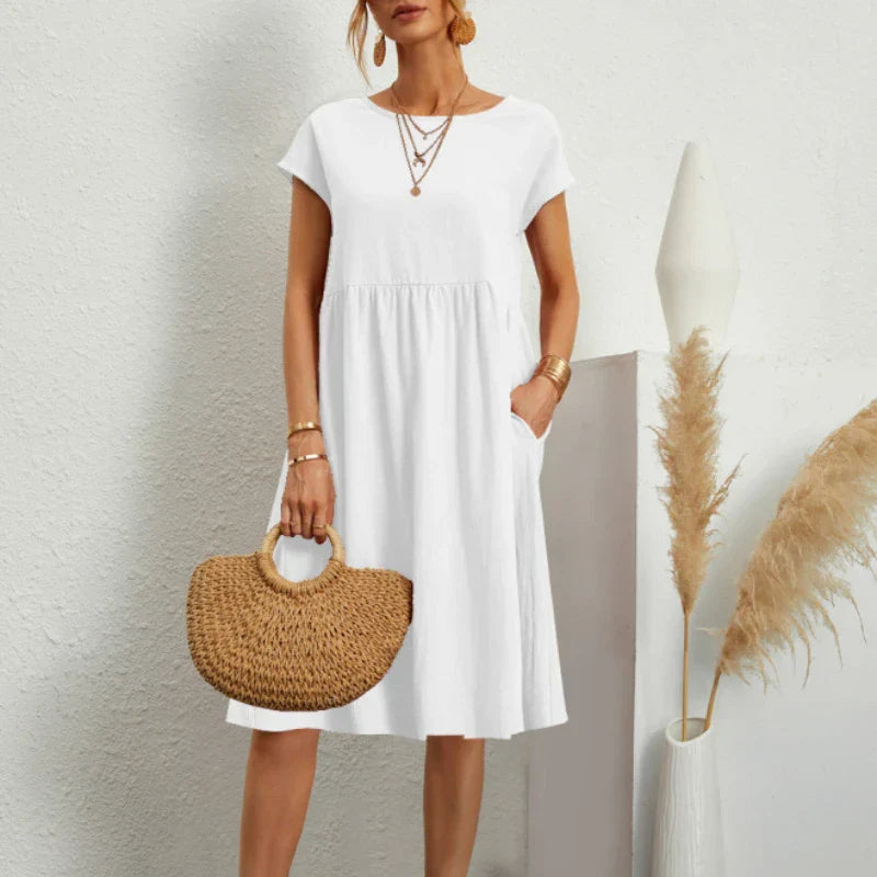 Elegant bodycon sexy cotton Women's dress for women  summer A-line short sleeve boho midi dresses woman robe femme ladies