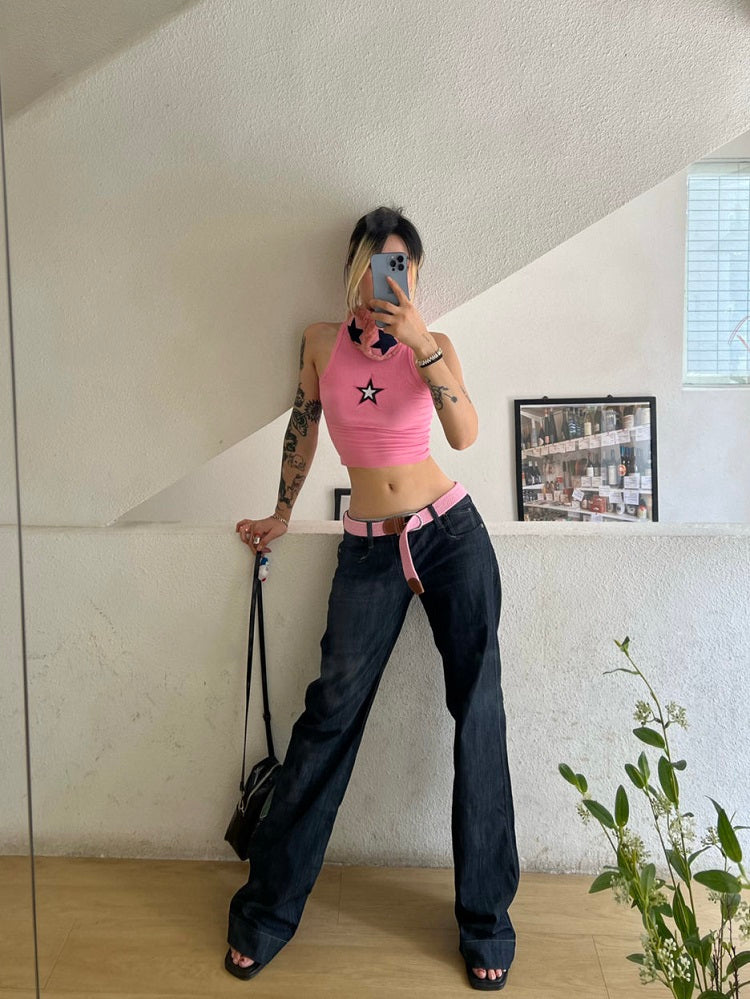 Grunge Y2K Crop Top with Stars