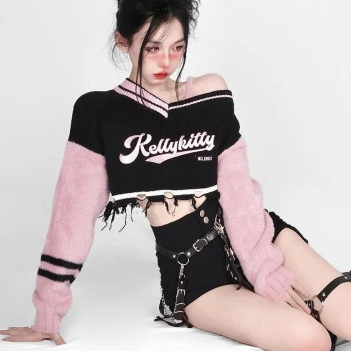 Off Shoulder Grunge Sweater