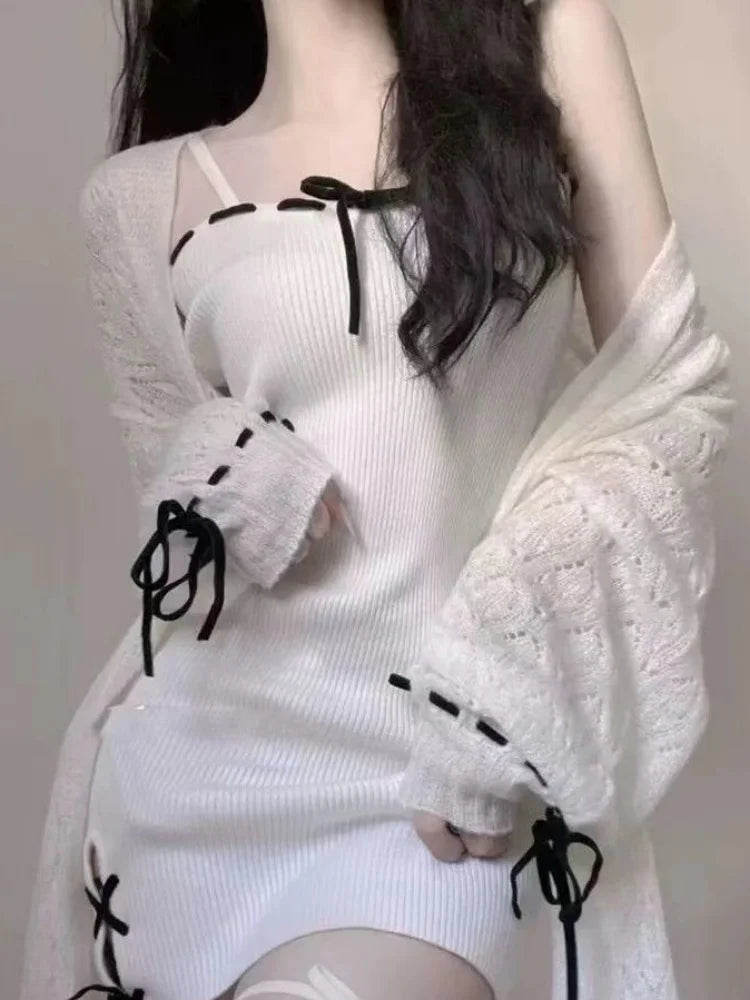Kawaii Outfit Set - Pencil Dress & Knit Cardigan