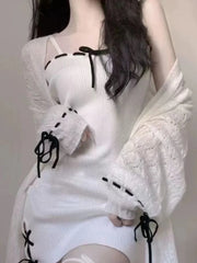 Kawaii Outfit Set - Pencil Dress & Knit Cardigan