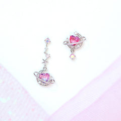 Asymmetric Moon Heart Earrings