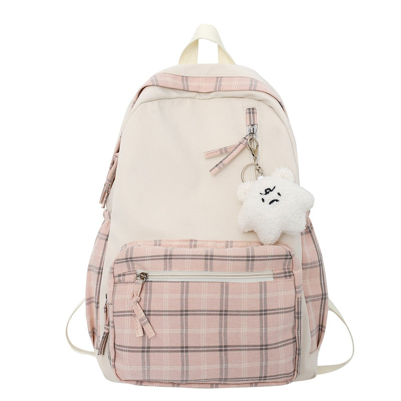 Cozy Plaid School Backpack