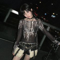 Y2K Gothic Mesh Top