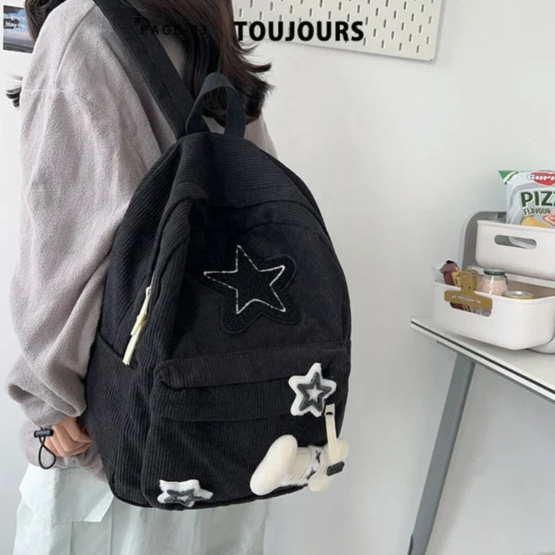 Y2K Corduroy Preppy Backpack