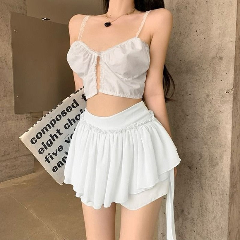 Pastel Ruffle Mini Skirt Shorts