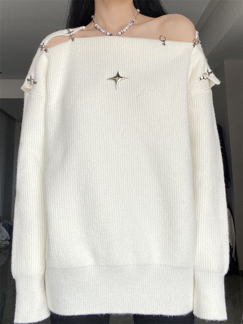 Off Shoulder Korean Y2K Sweater