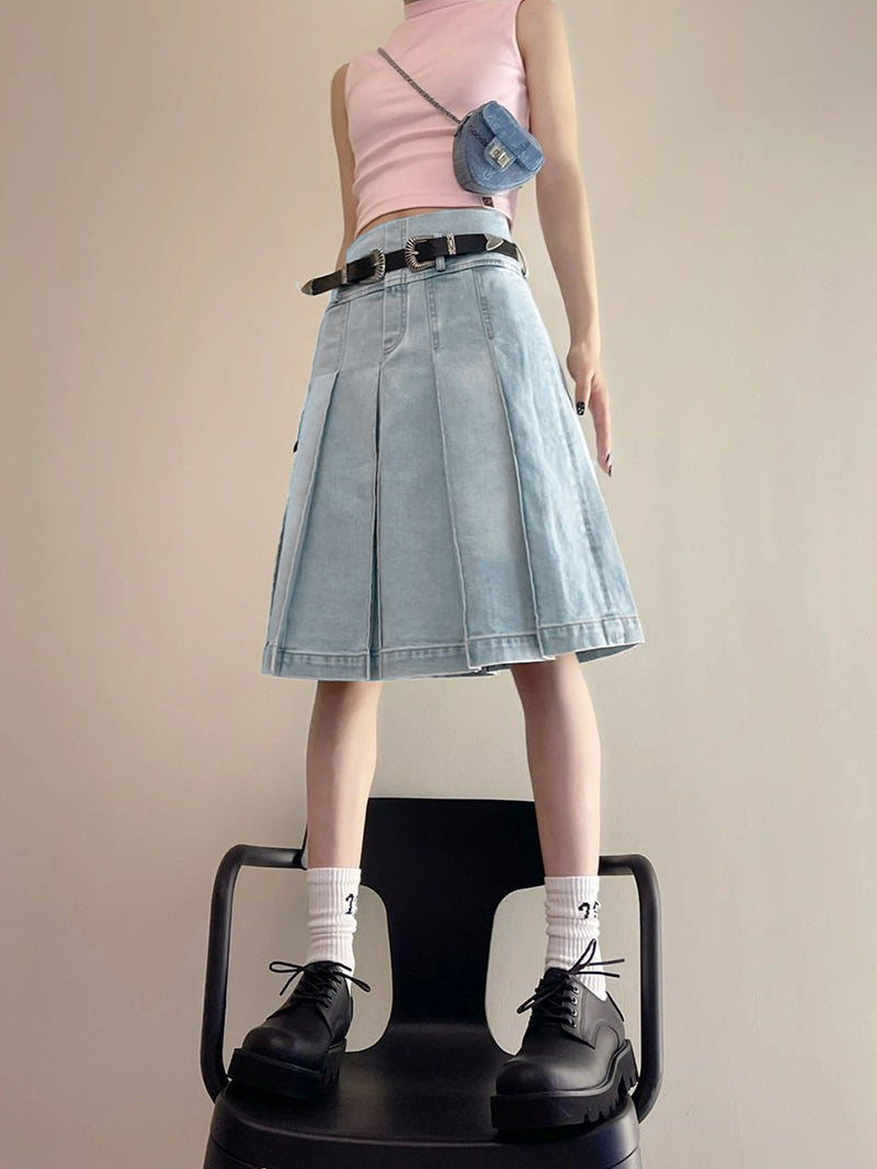 Knee-length Denim Skirt