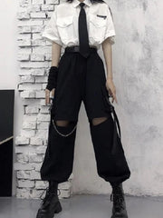 Korean Techwear Cargo Pants with Chain