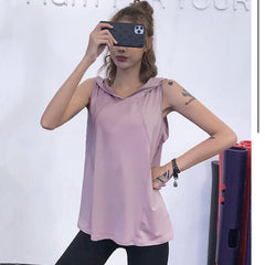 Sleeveless Pullover Women's Sports Fitness Hooded Top