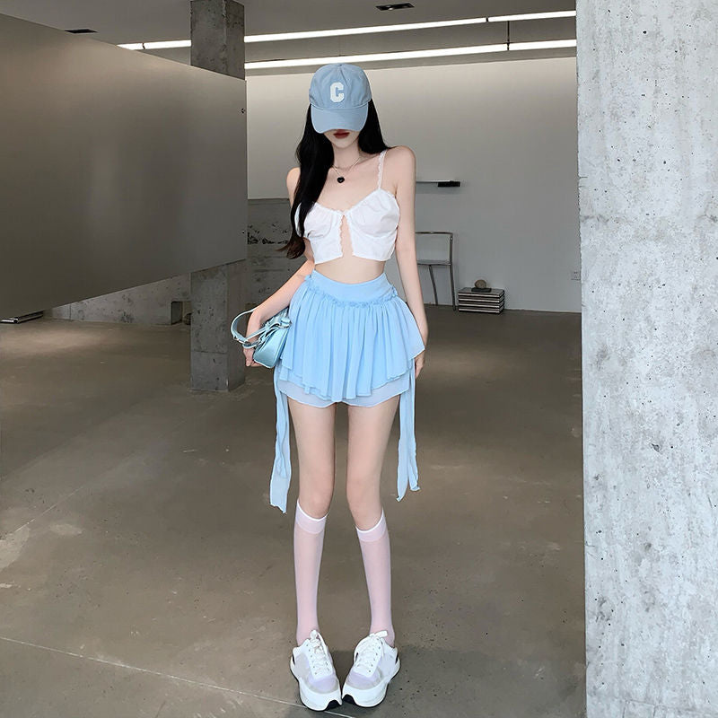 Pastel Ruffle Mini Skirt Shorts