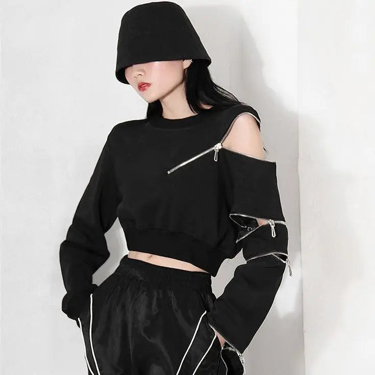 Gothic Long Sleeve Zipper Top